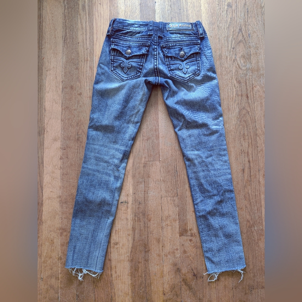 Rock Revival Alexis Skinny Low Rise Stylish Blue Jeans for Women Size 25